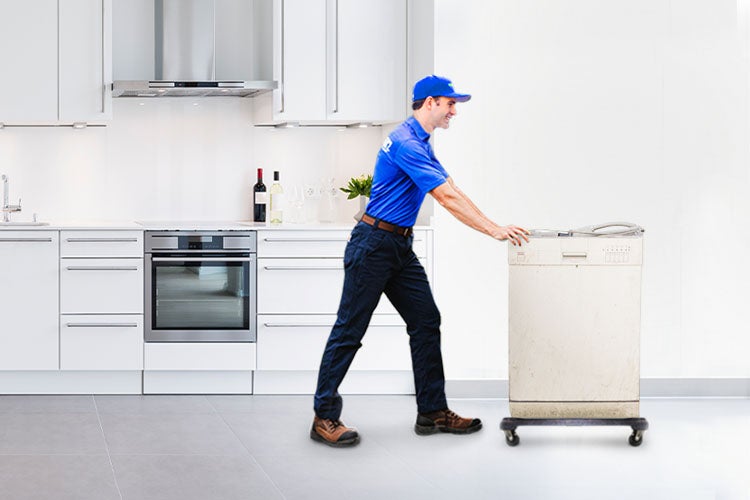 A dishwasher unit removed for disposal by 1-800-GOT-JUNK?