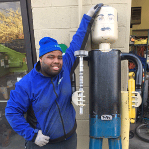 TOM posing with a muffler man statue TOM posing with a muffler man statue