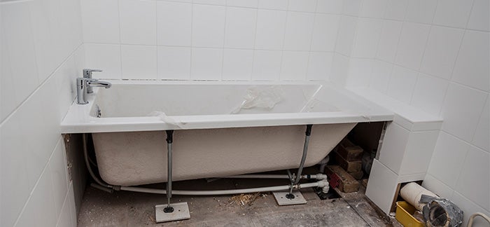 A tub that is free and can be slided or lifted out from a wall.