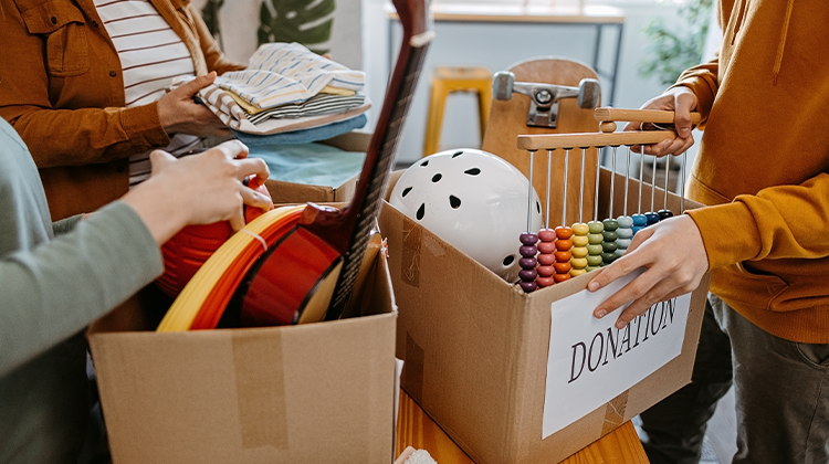 Sentimental items boxed up for donation