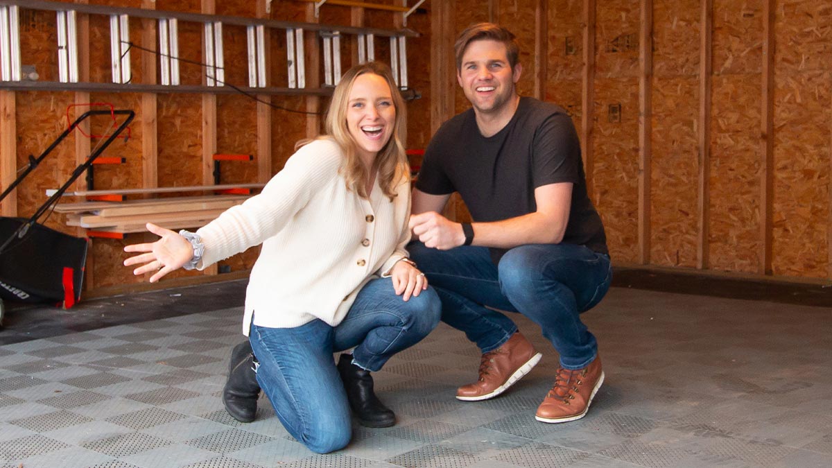 Casey Finn and her husband in their decluttered garage