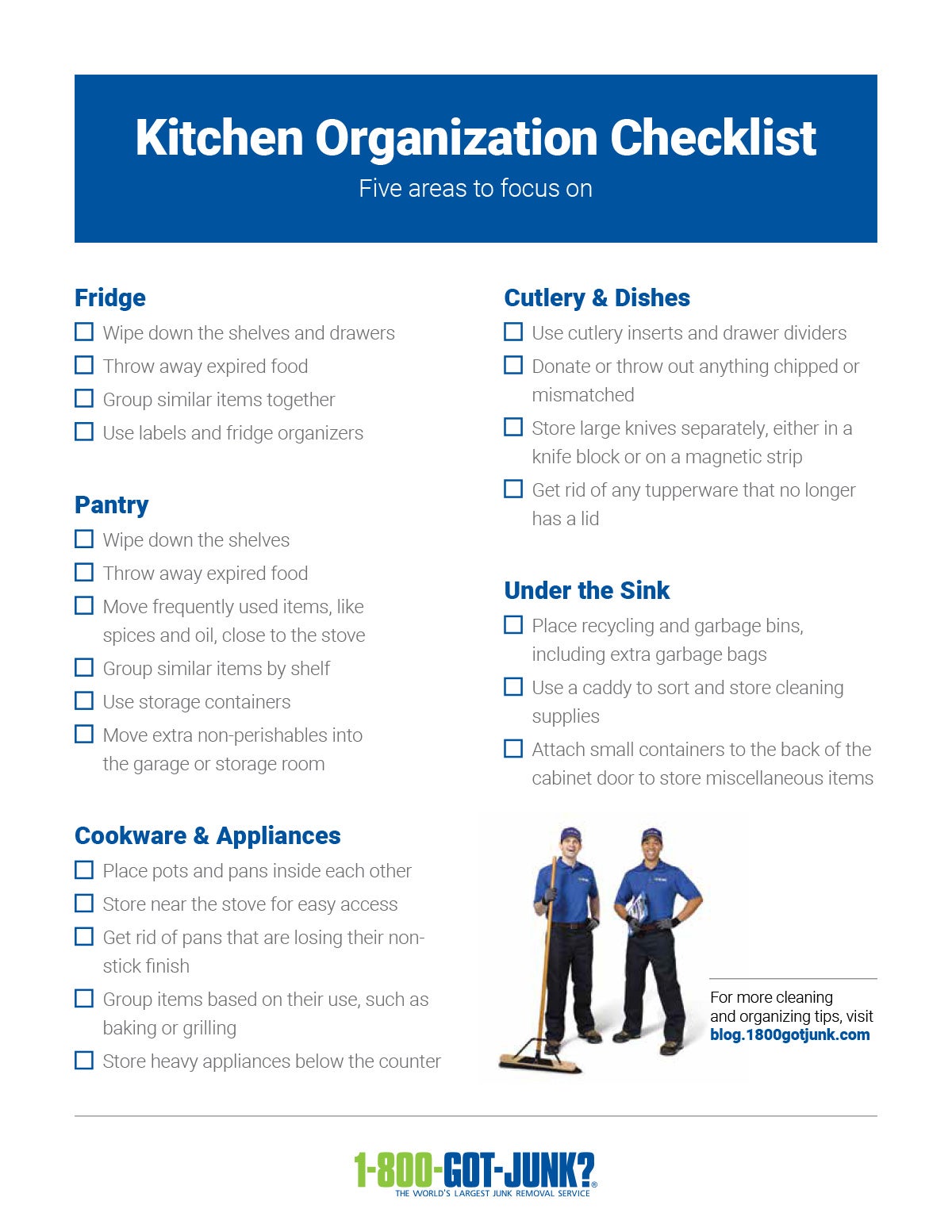 Printable kitchen organization checklist