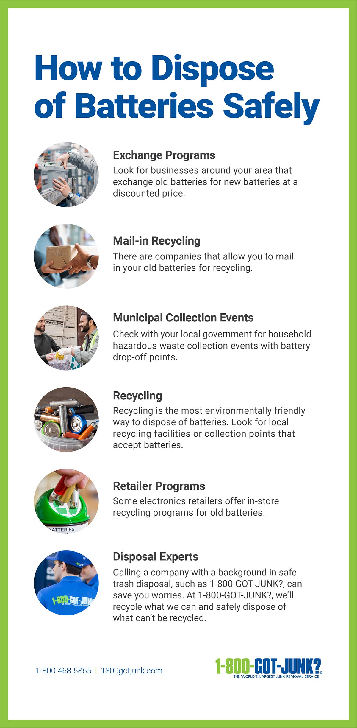 How to dispose of batteries safely infographic by 1-800-GOT-JUNK? How to dispose of batteries safely infographic by 1-800-GOT-JUNK?