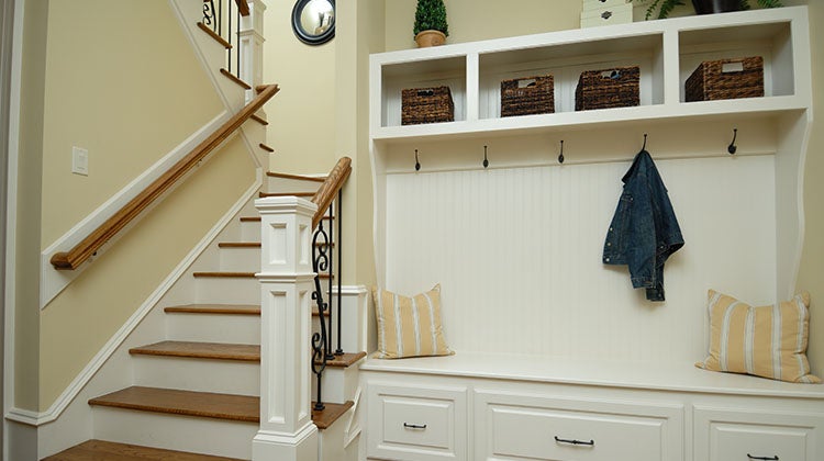 Organized front entry with a clean coat rack
