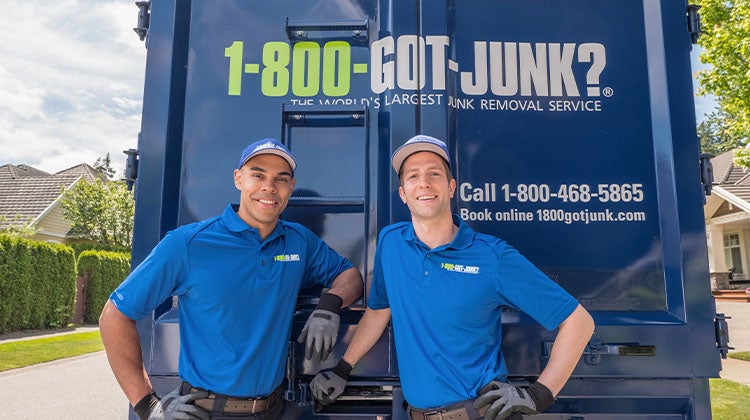 1-800-GOT-JUNK? Truck team members with a junk truck to pick up your old refrigerator