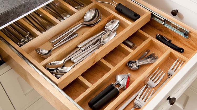 Utensils neatly organized in a drawer 
