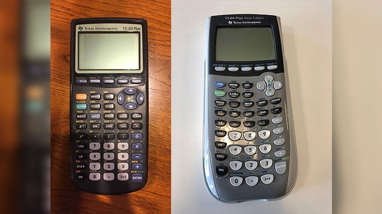 T83 calculator submitted by Harry next to T84 calculator submitted by Lauren