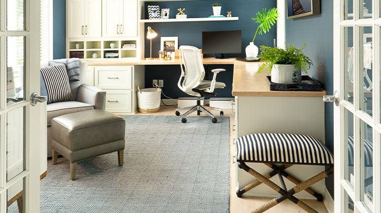 blue home office with corner desk blue home office with corner desk