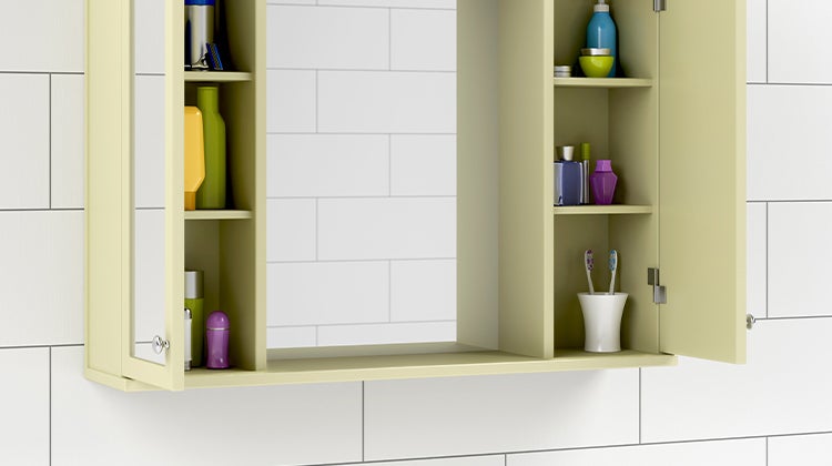 Bathroom medicine cabinet with hidden storage