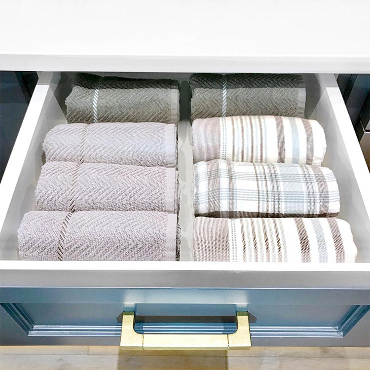 Drawer full of folded towels