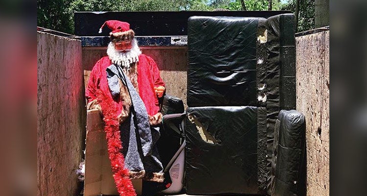 large Santa statue inside a 1-800-GOT-JUNK? truck large Santa statue inside a 1-800-GOT-JUNK? truck