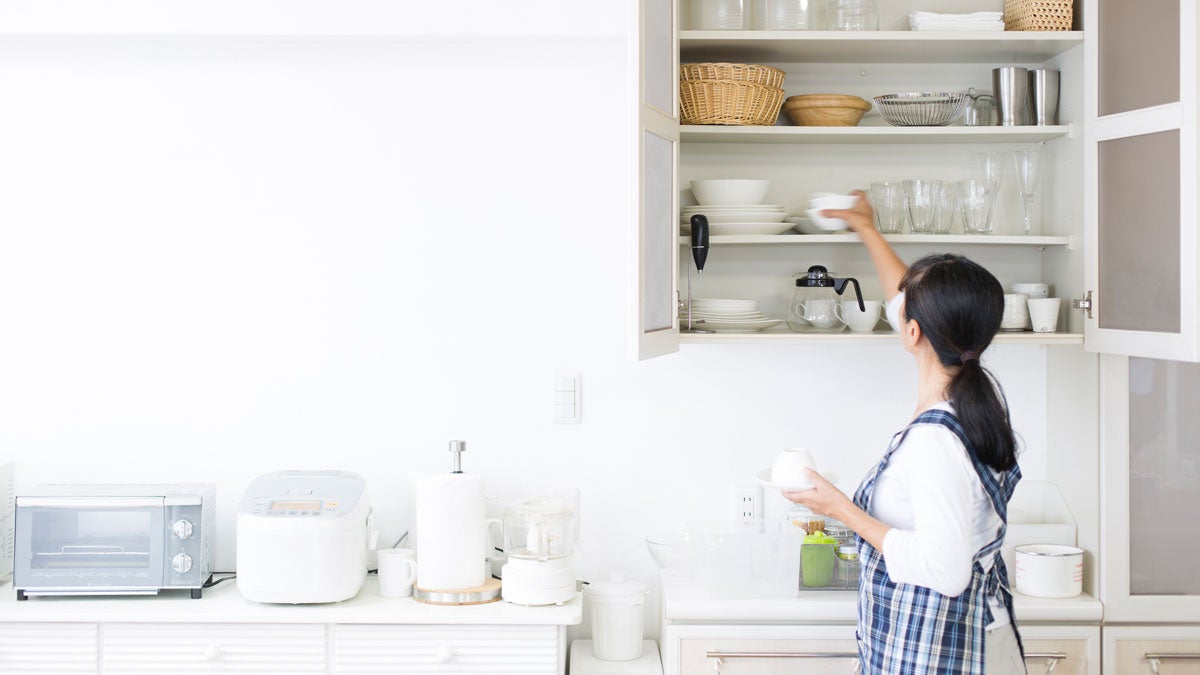 White shelf with items on it