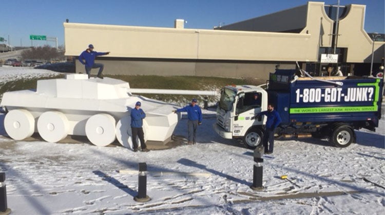 White military tank replica